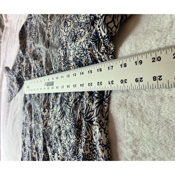 Sigrid Olsen Womens Linen White Blue Floral Tunic Top Small 3/4 Sleeves Casual - Picture 7 of 10